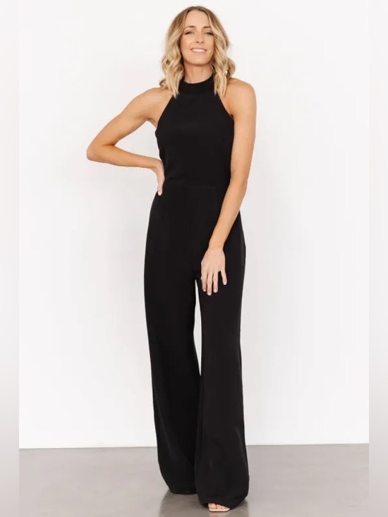 Baltic Born Pants - Baltic Born Romeo Halter Jumpsuit Black Large NWT